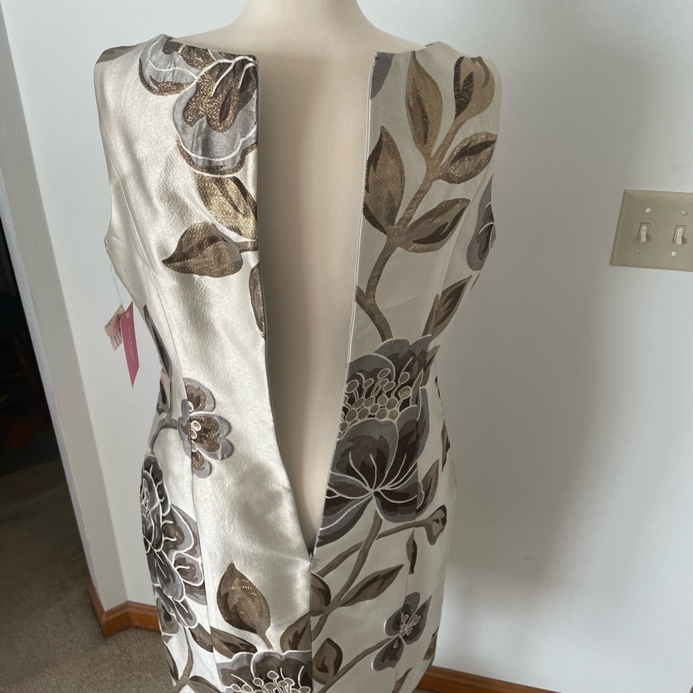 NWT Isaac Mizrahi Metallic Floral Sheath Dress Sz 10 - Picture 9 of 11